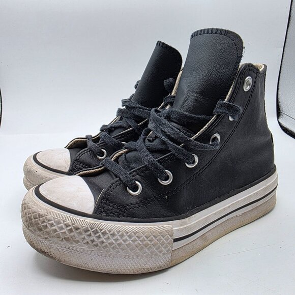 Converse Chuck Taylor Eva Lift Kids Size 1 Black White Platform Shoes A01015C - Picture 4 of 13